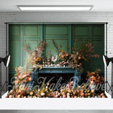 Bunt Blumen Eier Grün Wand Ostern Hintergrund